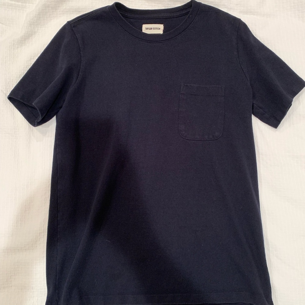 Taylor stitch heavy bag tee, navy, small